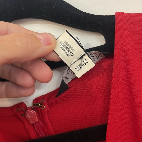 Lauren Ralph Lauren Red Ruched Stretch Jersey Surplice Long Sleeve Dress, 10 - Picture 6 of 9